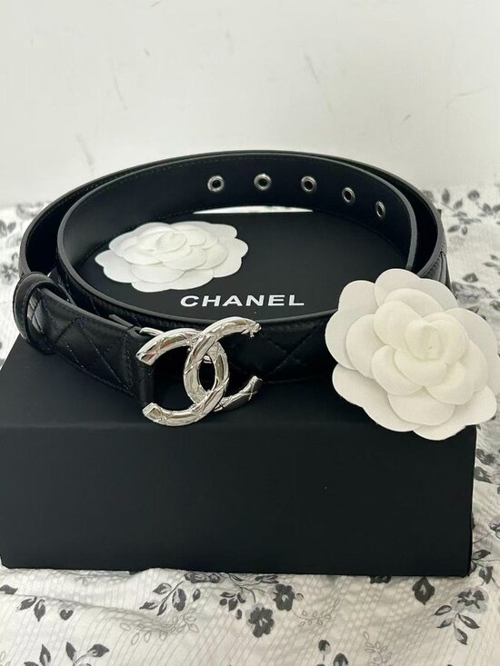 ??Chanel Quilted Leather Belt with Double C Buckle?? main image 4